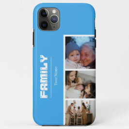 家族写真コラージュ 青 4枚用 iPhone 11 PRO MAXケース