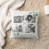 家族写真コラージユーカリモノグラムのスロー クッション (ブランケット)