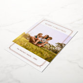 家族写真ジオメトリッククリスマスバラ金ゴールド 箔シーズンカード (回転した状態)