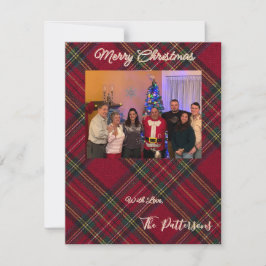 家族写真チェック柄クリスマスフラットホリデーカード シーズンカード