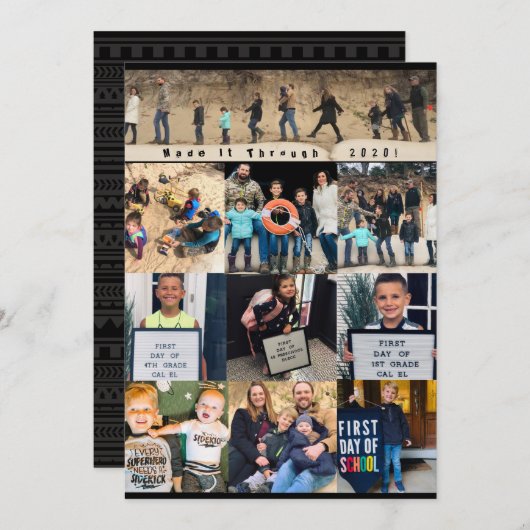 家族写真ハッピーニューイヤーイブのカード 招待状 (正面/裏面)