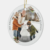 家族写真ハッピーホリデーズキープサケ セラミックオーナメント (左)