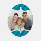 家族写真ハヌカーオーナメントブはっきりしたライトストライプ セラミックオーナメント (右)