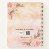 家族写真パンパスグラスバラ金ゴールドピンクの花 ノートブック (裏面)