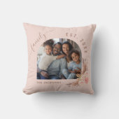 家族写真パンパスグラスバラ金ゴールドピンクフローラ クッション (正面)