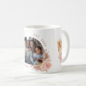 家族写真パンパスグラスバラ金ゴールドピンク花模様 コーヒーマグカップ (正面右)