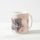 家族写真パンパスグラスバラ金ゴールドピンク花模様 コーヒーマグカップ (正面右)