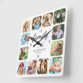 家族写真パーソナライズされた スクエア壁時計 (傾斜)