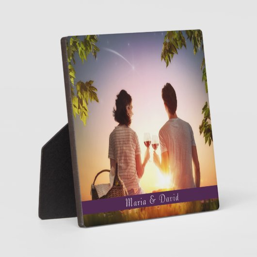 家族写真パープルモノグラム名 フォトプラーク (正面)