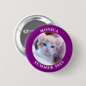 家族写真パープル縁ど 缶バッジ (正面&裏面)