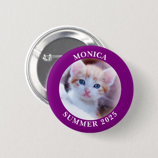 家族写真パープル縁ど 缶バッジ (正面&裏面)