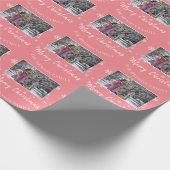 家族写真ピンクメリークリスマススクリプト ラッピングペーパー (角)