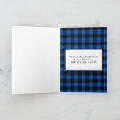 家族写真ブルーバッファロープレイドメリークリスマス カード (内部)