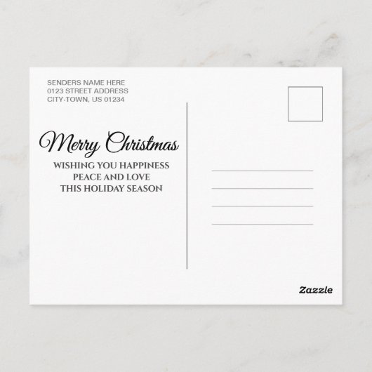 家族写真ブルーバッファロープレイドメリークリスマス ポストカード (裏面)