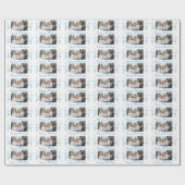 家族写真ブルーリーフクリスマスハッピーホリデー ラッピングペーパー (フラット)