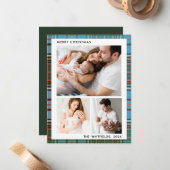 家族写真ベリークリスマスホリデーズタータンチェック ノートカード (正面/裏面インサイチュ)