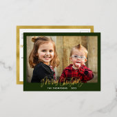 家族写真メリークリスマススクリプト金ゴールド 箔シーズンポストカード (正面/裏面)