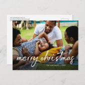 家族写真メリークリスマスブラシの台カジュアル本 シーズンポストカード (正面/裏面)