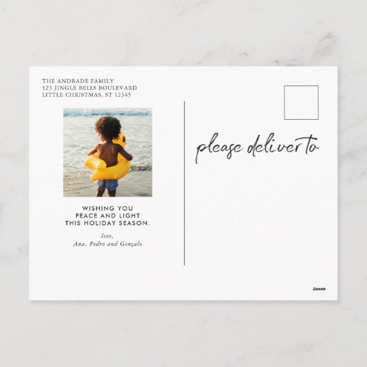 家族写真メリークリスマスブラシの台カジュアル本 シーズンポストカード (裏面)