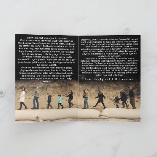 家族写真メリークリスマスレターホリデーカード シーズンカード (内部)