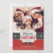 家族写真メリークリスマスレッドヴィンテージカード シーズンカード (正面)