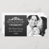 家族写真メリークリスマス装飾黒 シーズンカード (正面/裏面)