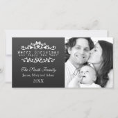 家族写真メリークリスマス装飾黒 シーズンカード (正面)