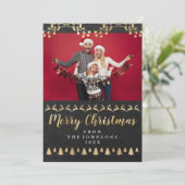 家族写真メリークリスマス金ゴールドクラフトクラシー シーズンカード (スタンド正面)