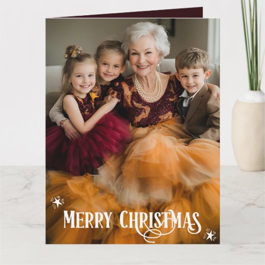 家族写真メリークリスマス カード (正面)