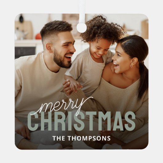 家族写真メリークリスマス メタルオーナメント (裏面)