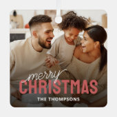 家族写真メリークリスマス メタルオーナメント (正面)