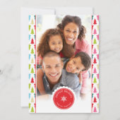 家族写真モダンクリスマスツリーのパターン明るい シーズンカード (正面)