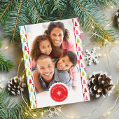 家族写真モダンクリスマスツリーのパターン明るい シーズンカード