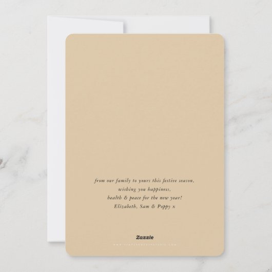 家族写真モダンタイポグラフィエレガントうれしそうな赤 シーズンカード (裏面)