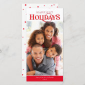 家族写真モダンタイポグラフィ赤 シーズンカード (正面/裏面)