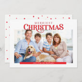 家族写真モダンタイポグラフィ赤 シーズンカード (正面/裏面)