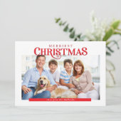 家族写真モダンタイポグラフィ赤 シーズンカード (スタンド正面)