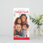 家族写真モダンタイポグラフィ赤 シーズンカード (スタンド正面)