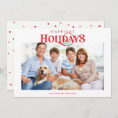 家族写真モダンミニマルタイポグラフィ赤 シーズンカード (正面/裏面)