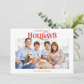 家族写真モダンミニマルタイポグラフィ赤 シーズンカード (スタンド正面)