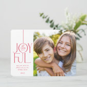 家族写真モダンレタリングエレガントうれしそうな赤 シーズンカード (スタンド正面)