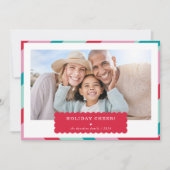 家族写真モダン幾何ミニマル赤ピンク シーズンカード (正面)