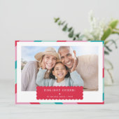 家族写真モダン幾何ミニマル赤ピンク シーズンカード (スタンド正面)