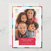 家族写真モダン赤縁ど金ゴールド青 シーズンカード (正面)