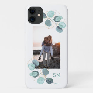 家族写真ユーカリ植物学モノグラムの iPhone 11 ケース