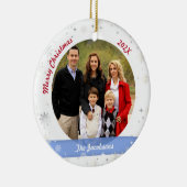 家族写真ラブゴッドマザー雪モダン片クリスマス セラミックオーナメント (右)