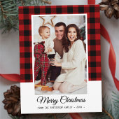 家族写真レッドバッファロープレイドメリークリスマス ポストカード