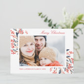 家族写真レッドベリー植物性クリスマス シーズンカード (スタンド正面)