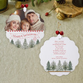 家族写真レトロ植物緑メリークリスマス オーナメントカード