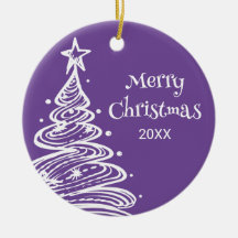 家族写真入りパープルホワイトクリスマスツリーギフト